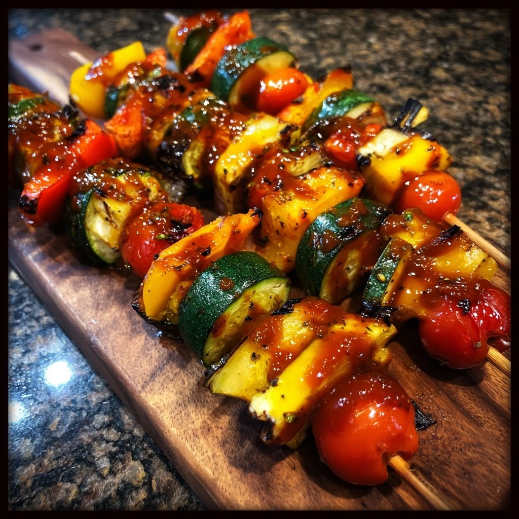 Grilled Vegetable Kebabs with Sauce