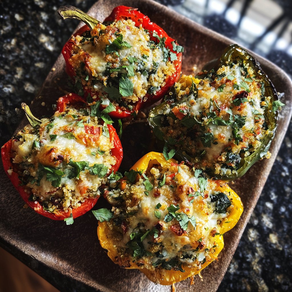 Spinach Quinoa Stuffed Peppers
