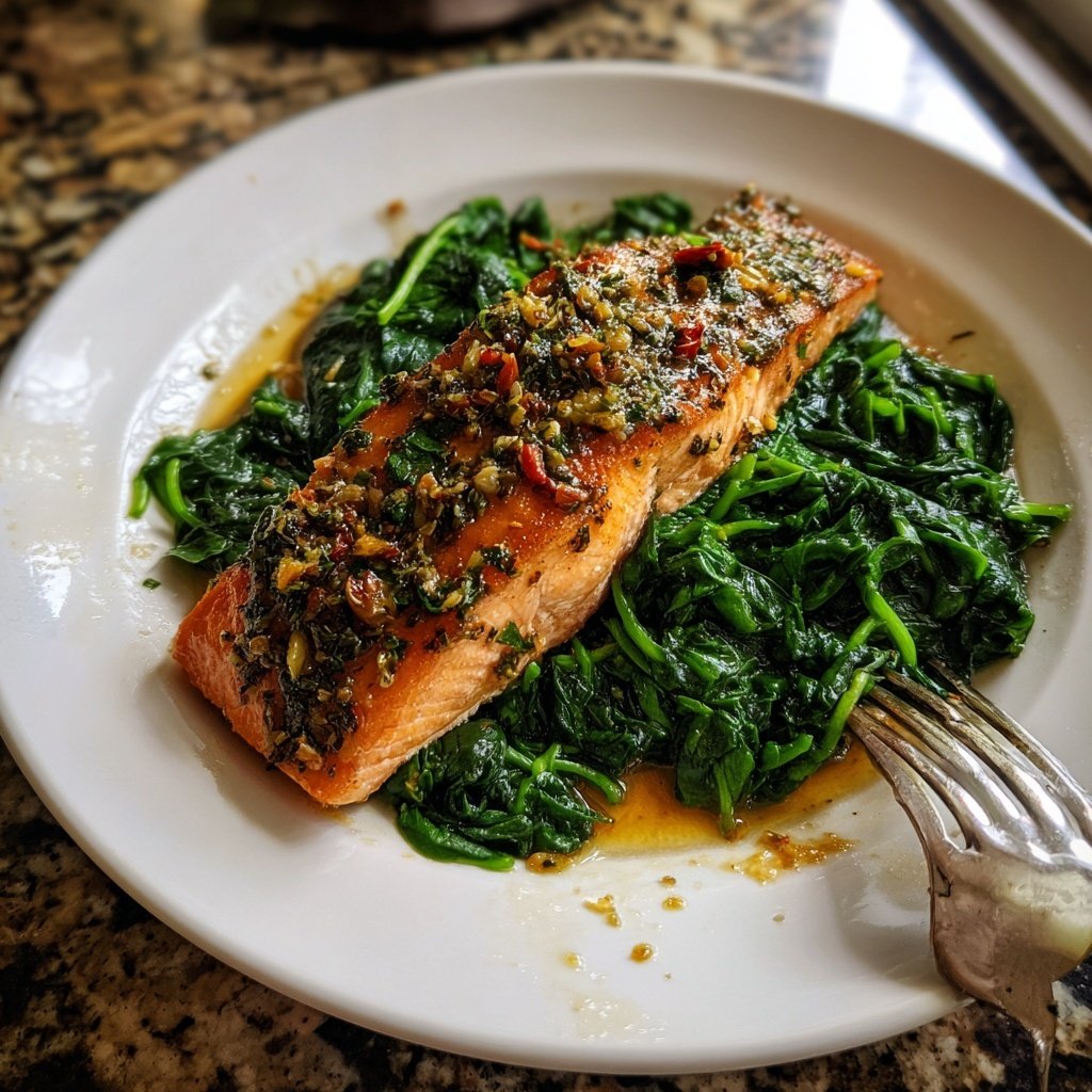 Herb-Infused Salmon and Spinach